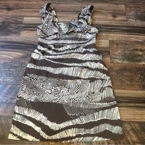 BCBGMAXAZRIA Cocoa Combo Animal
Print Sleeveless MIDI Sundress. Size XS